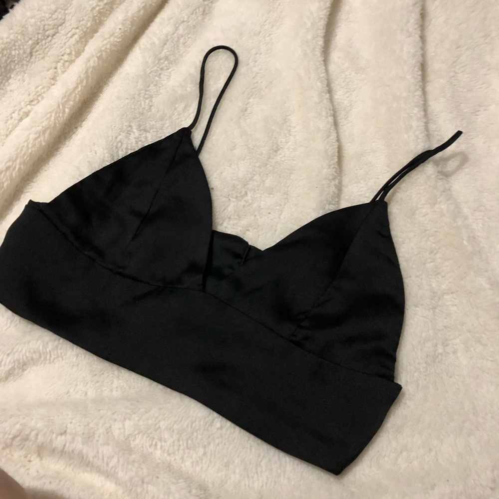 Fashion Nova Black Satin Bralette